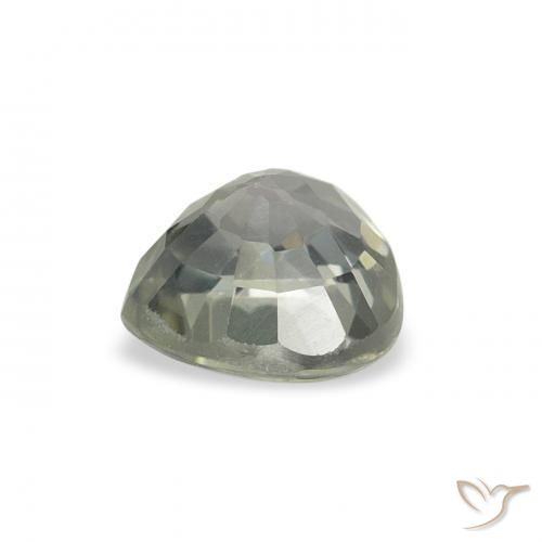 Zaffiro grigio verdastro naturale da 0.77 ct, Cuore, VS