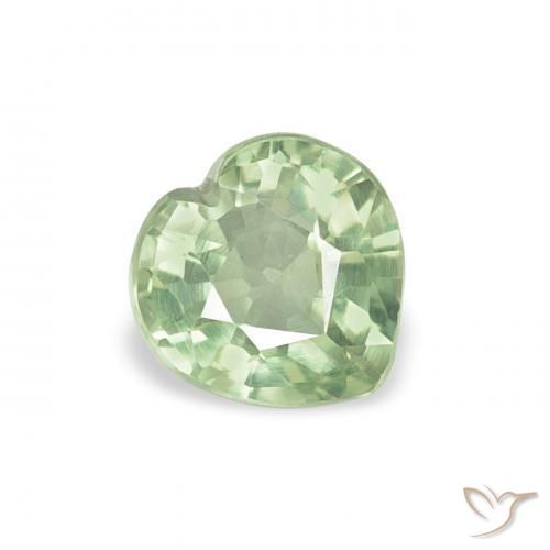 Zaffiro Verde chiaro naturale da 0.71 ct, Cuore, VVS-VS