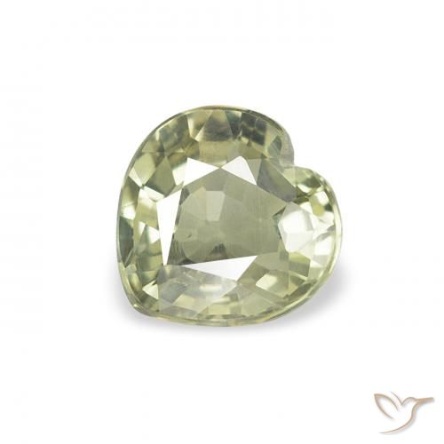 0.70ct Naturale Verde giallastro Zaffiro, Cuore, VVS-VS
