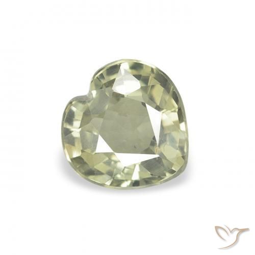 Zaffiro Verde giallastro naturale da 0.70 ct, Cuore, VVS-VS