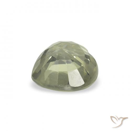 Zaffiro Verde giallastro naturale da 0.70 ct, Cuore, VVS-VS