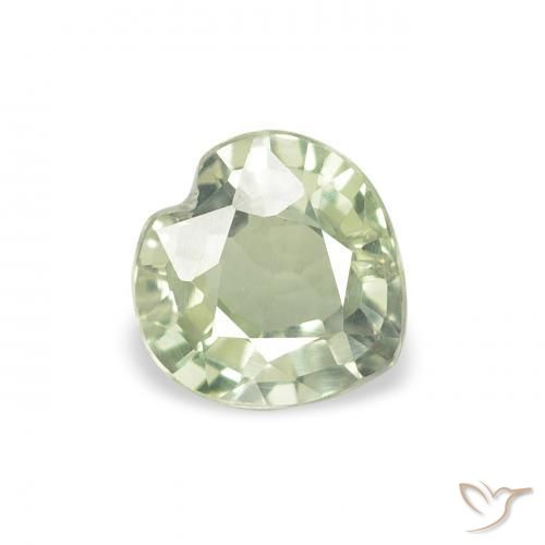 Zaffiro Verde chiaro naturale da 0.65 ct, Cuore, VVS-VS