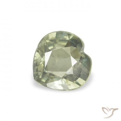 0.55ct Naturale Verde grigiastro Zaffiro, Cuore, VVS-VS