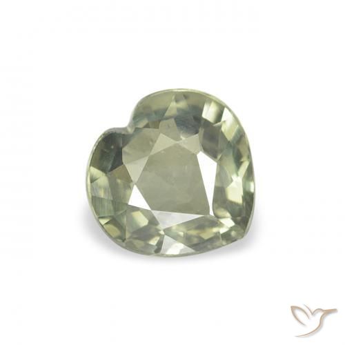 Zaffiro Verde grigiastro naturale da 0.55 ct, Cuore, VVS-VS