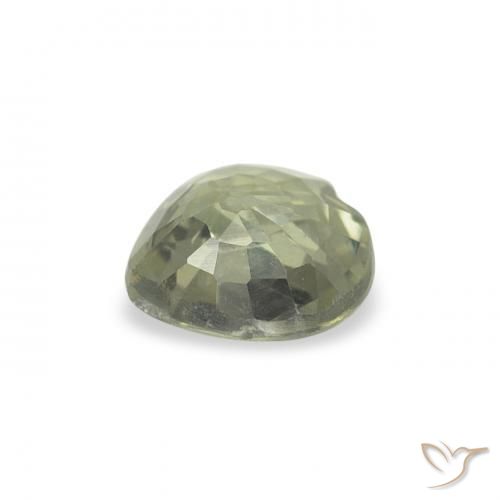 Zaffiro Verde grigiastro naturale da 0.55 ct, Cuore, VVS-VS