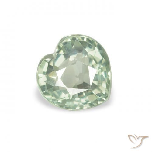 Zaffiro Verde chiaro naturale da 0.69 ct, Cuore, VVS-VS