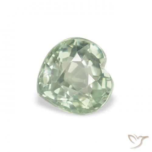 Zaffiro Verde chiaro naturale da 0.69 ct, Cuore, VVS-VS
