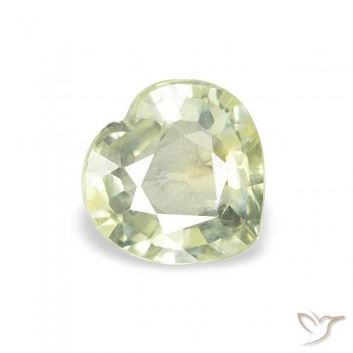 Zaffiro Verde oliva naturale da 0.65 ct, Cuore, VS