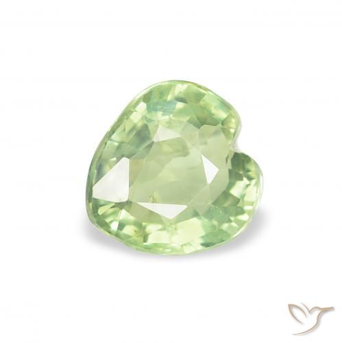 0.73ct Naturale Verde molto chiaro Zaffiro, Cuore, VS