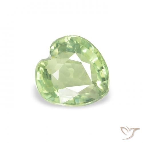Zaffiro Verde molto chiaro naturale da 0.73 ct, Cuore, VS