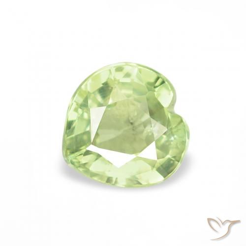 0.59ct Naturale Giallo chiaro Verde Zaffiro, Cuore, VS