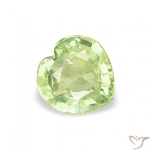 Zaffiro Giallo chiaro Verde naturale da 0.59 ct, Cuore, VS