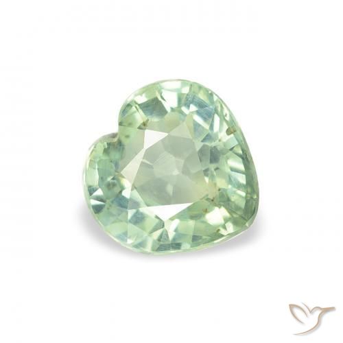 Zaffiro Verde chiaro naturale da 0.70 ct, Cuore, VS