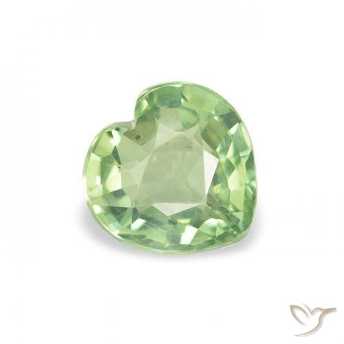 Zaffiro Verde chiaro naturale da 0.66 ct, Cuore, VS