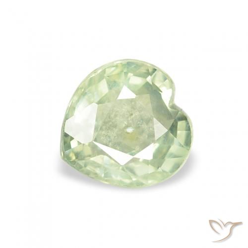 Zaffiro Verde molto chiaro naturale da 0.69 ct, Cuore, VS