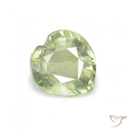 Zaffiro Verde giallastro naturale da 0.62 ct, Cuore, VS