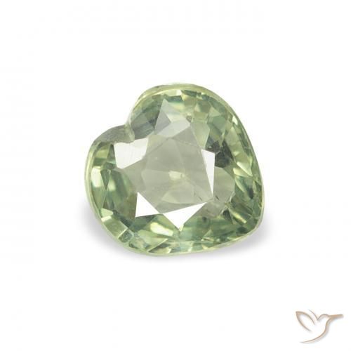 Zaffiro Verde foresta chiaro naturale da 0.64 ct, Cuore, VS