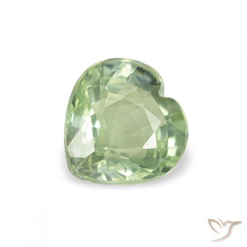 0.66ct Naturale Verde chiaro Zaffiro, Cuore, VS