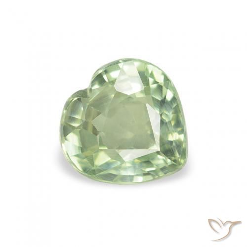 Zaffiro Verde chiaro naturale da 0.66 ct, Cuore, VS