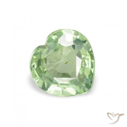 Zaffiro Verde caldo naturale da 0.61 ct, Cuore, VS