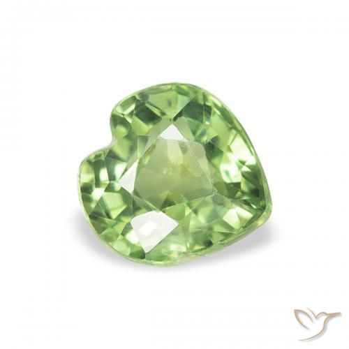 Zaffiro Verde caldo naturale da 0.64 ct, Cuore, VS