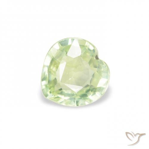 Zaffiro Giallo chiaro Verde naturale da 0.64 ct, Cuore, VS