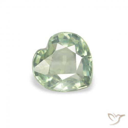 Zaffiro Verde chiaro naturale da 0.67 ct, Cuore, VS