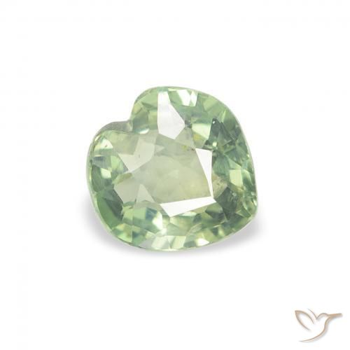 Zaffiro Verde chiaro naturale da 0.65 ct, Cuore, VS