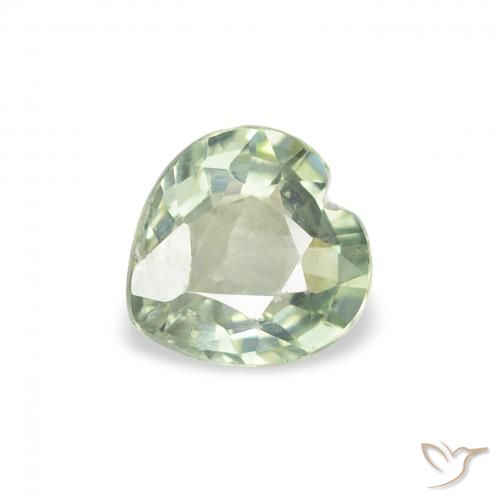 0.66ct Naturale Medium Light Green Zaffiro, Cuore, VS