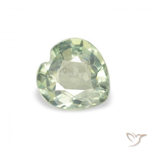 Zaffiro Medium Light Green naturale da 0.66 ct, Cuore, VS