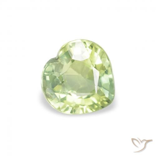 Zaffiro Verde Lime Chiaro naturale da 0.66 ct, Cuore, VS