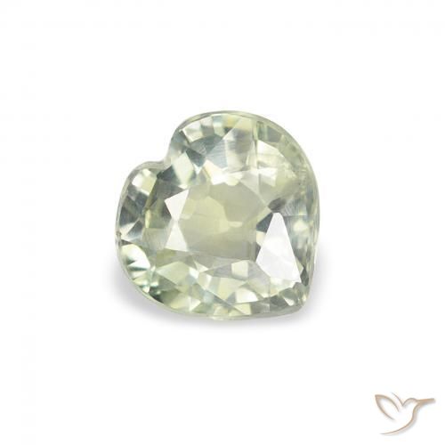 Zaffiro Verde molto chiaro naturale da 0.67 ct, Cuore, VS