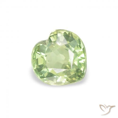 Zaffiro Giallo chiaro Verde naturale da 0.78 ct, Cuore, VS