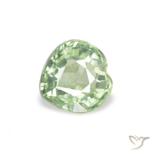Zaffiro Verde pallido naturale da 0.76 ct, Cuore, VS