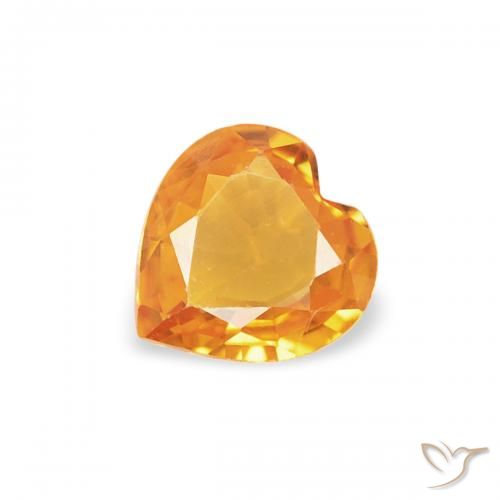 0.32ct Naturale Arancio-Oro Zaffiro, Cuore, VS