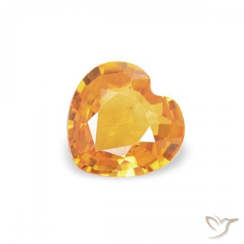 0.37ct Naturale Arancio Medio Zaffiro, Cuore, VS
