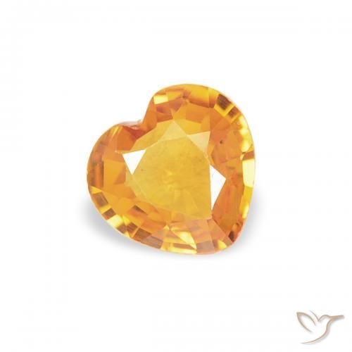 Zaffiro Arancio Medio naturale da 0.37 ct, Cuore, VS