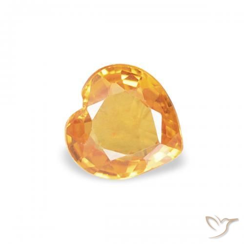 Zaffiro Arancio-Oro naturale da 0.32 ct, Cuore, VS