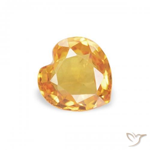 Zaffiro Arancio Medio naturale da 0.41 ct, Cuore, VS