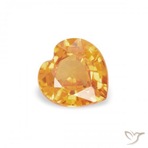 Zaffiro Arancio-Oro naturale da 0.39 ct, Cuore, VS
