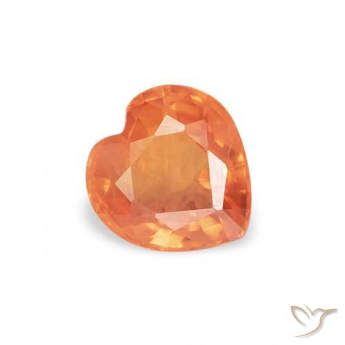 Zaffiro Arancia Albicocca tiepida Warm naturale da 0.42 ct, Cuore, VVS-VS
