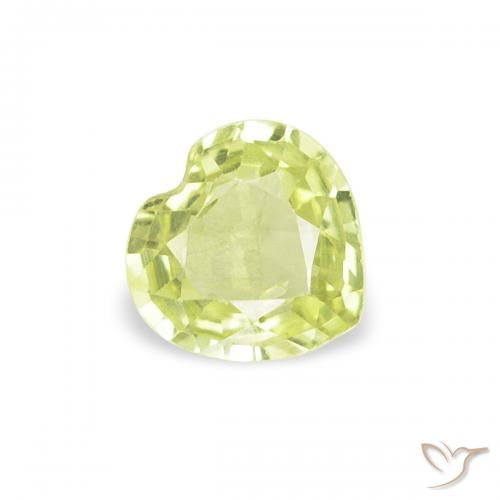 Zaffiro Verde lime naturale da 0.36 ct, Cuore, VS