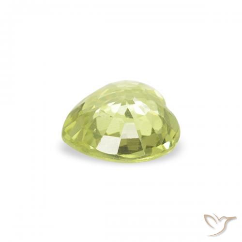 Zaffiro Verde lime naturale da 0.36 ct, Cuore, VS