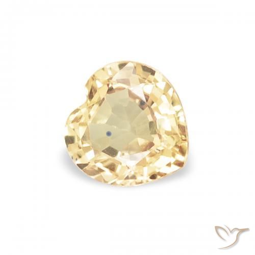 Zaffiro Giallo chiaro naturale da 0.43 ct, Cuore, VVS-VS