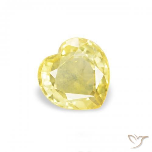 Zaffiro Giallo chiaro naturale da 0.40 ct, Cuore, VS