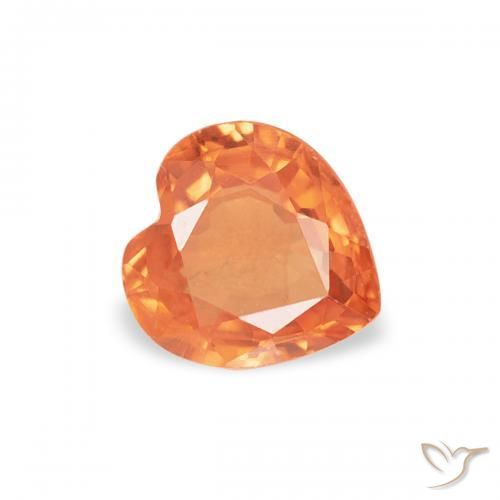 Zaffiro Arancia Fuoco naturale da 0.45 ct, Cuore, VVS-VS