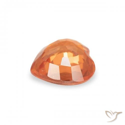 Zaffiro Arancia Fuoco naturale da 0.45 ct, Cuore, VVS-VS