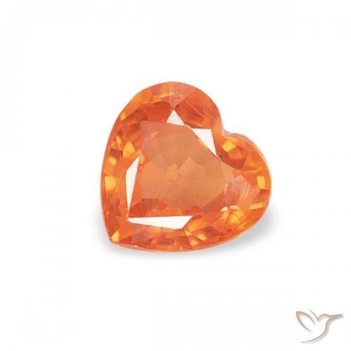 0.40ct Naturale Arancione rossastra Zaffiro, Cuore, VVS-VS