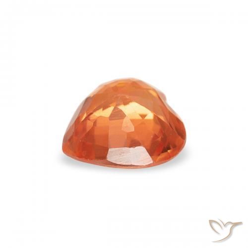 Zaffiro Arancione rossastra naturale da 0.40 ct, Cuore, VVS-VS