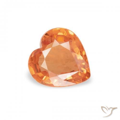 0.38ct Naturale Arancio Medio Zaffiro, Cuore, VVS-VS